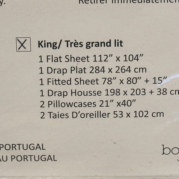 King Sheet Set, Made in Portugal, White sheets with embroidered cuff - Picture 7 of 9